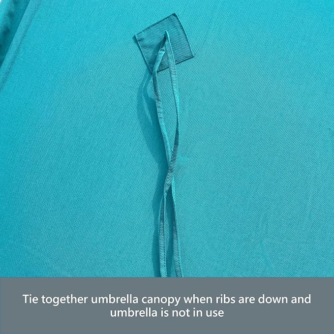 FORMOSA 9ft 6 Rib Market Premium Patio Umbrella Replacement Canopy - 300D UV Protective and Water Resistant Patio Canopy - Umbrella Replacement Cover (CANOPY ONLY) (Turquoise Fringe Olefin)