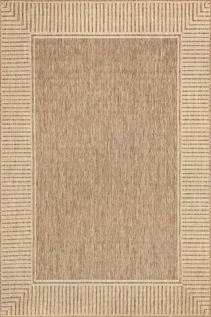 nuLOOM Asha Light Brown Bordered Indoor/Outdoor Area Rug, 4' Square