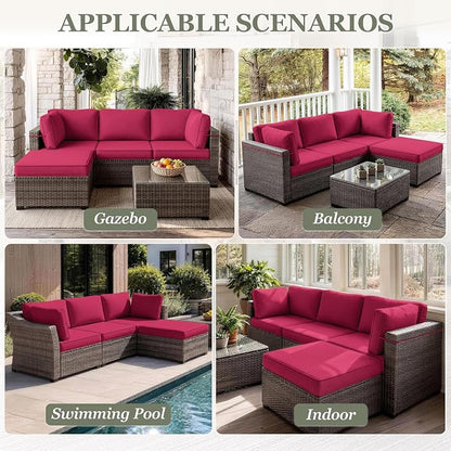 9 Pcs Outdoor Patio Cushions Covers Replacement Sets, Covers Only | 9 Pcs Patio Cushions Covers Replacement UV Resistant, Water Anti-Slip, Heavy-Duty Zippers for 5 Pcs Patio Furniture Set