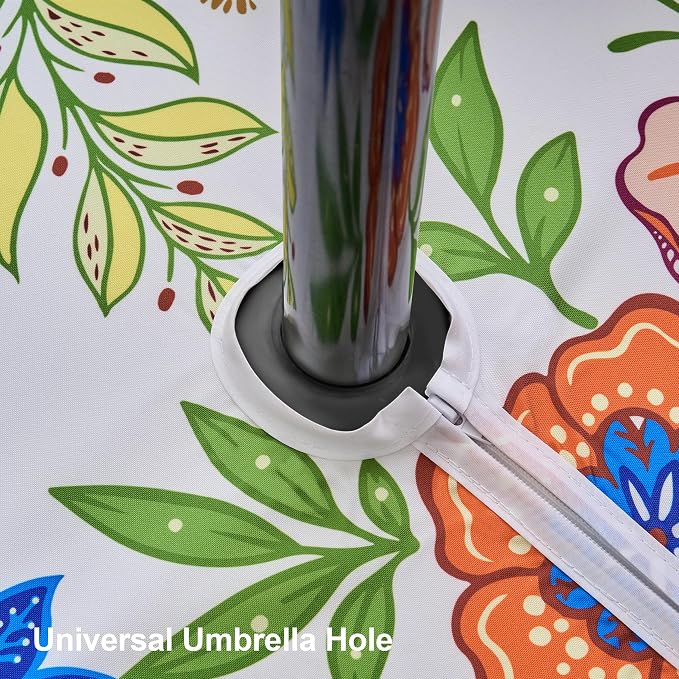 Outdoor Tablecloth with Umbrella Hole and Zipper 60x84 Inch Rectangle Paisley Table Cloth, Spillproof Wrinkler-Free Patio Table Cover for Spring Summer Backyard Party BBQ Decor
