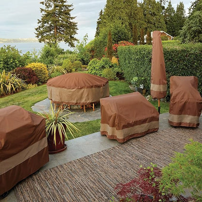 DUCKCOVERS Ultimate Waterproof 96 Inch Rectangular/Oval Patio Table with Chairs Cover