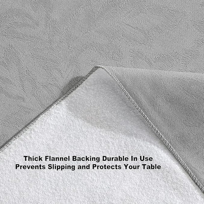 Newbridge Napa Leaf Grey Vinyl Flannel Backed Tablecloth, 52 x 52 Inch Square, Hotel Quality Waterproof Indoor Outdoor Table Cover for Kitchen, Patio, Dining, BBQ