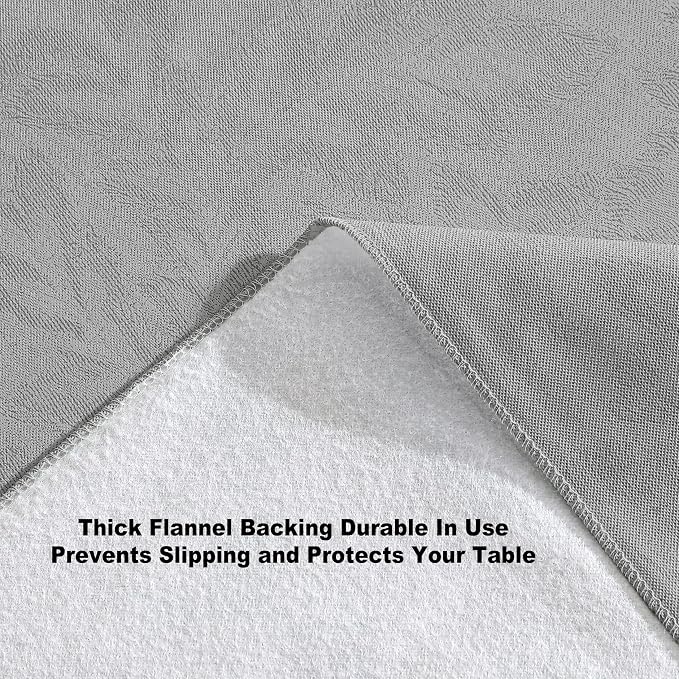 Newbridge Napa Leaf Grey Vinyl Flannel Backed Tablecloth, 70 Inch Zippered Umbrella Round, Hotel Quality Waterproof Indoor Outdoor Table Cover for Kitchen, Patio, Dining, BBQ