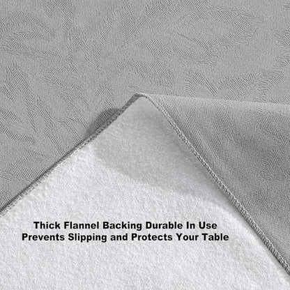 Newbridge Napa Leaf Grey Vinyl Flannel Backed Tablecloth, 70 Inch Zippered Umbrella Round, Hotel Quality Waterproof Indoor Outdoor Table Cover for Kitchen, Patio, Dining, BBQ