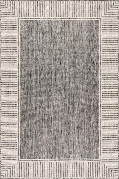 nuLOOM Asha Grey Bordered Power Loomed Indoor/Outdoor Area Rug, 8' x 10'