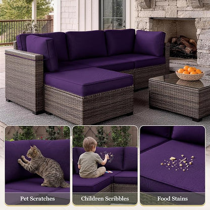 9 Pcs Outdoor Patio Cushions Covers Replacement Sets, Covers Only | 9 Pcs Patio Cushions Covers Replacement UV Resistant, Water Anti-Slip, Heavy-Duty Zippers for 5 Pcs Patio Furniture Set