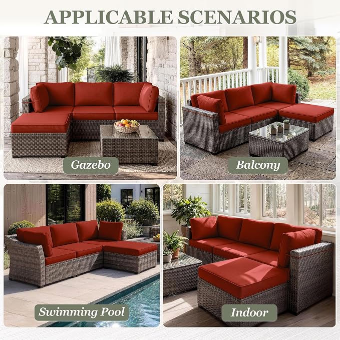 9 Pcs Outdoor Patio Cushions Covers Replacement Sets, Covers Only | 9 Pcs Patio Cushions Covers Replacement UV Resistant, Water Anti-Slip, Heavy-Duty Zippers for 5 Pcs Patio Furniture Set