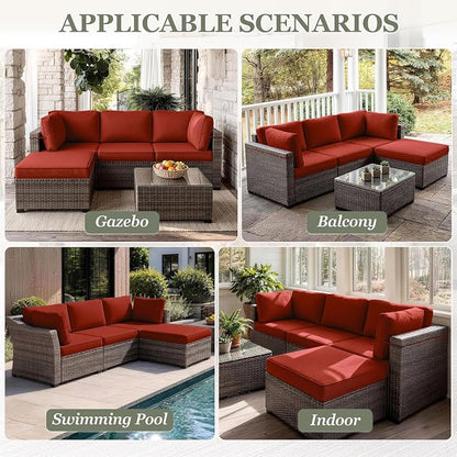 9 Pcs Outdoor Patio Cushions Covers Replacement Sets, Covers Only | 9 Pcs Patio Cushions Covers Replacement UV Resistant, Water Anti-Slip, Heavy-Duty Zippers for 5 Pcs Patio Furniture Set