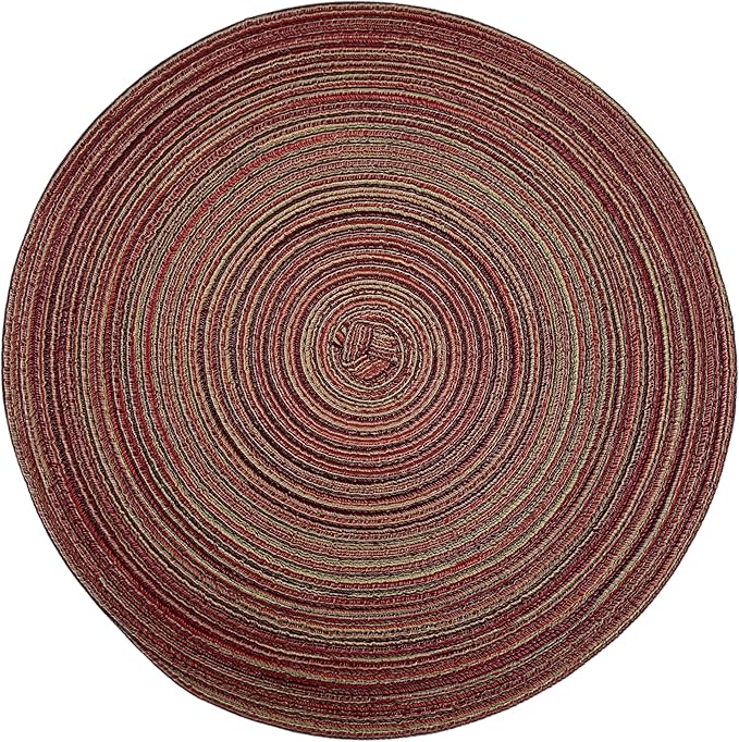 Red-A, Placemats, Round Placemats for Dining Table Set of 8 Woven Heat Resistant Non-Slip Kitchen Table Mats Diameter 14 Inch(Wine)