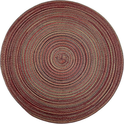 Red-A, Placemats, Round Placemats for Dining Table Set of 8 Woven Heat Resistant Non-Slip Kitchen Table Mats Diameter 14 Inch(Wine)