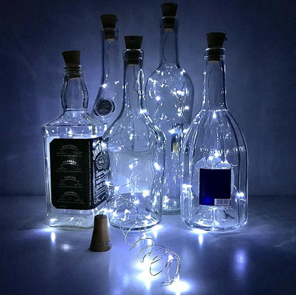 6 Pack Solar Powered Wine Bottle Lights, 20 LED Waterproof Copper Cork Solar Lights for Wedding Christmas, Outdoor, Holiday, Garden, Patio, Pathway Decor (Cool White)