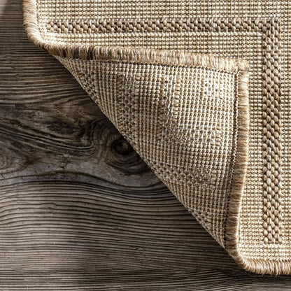 nuLOOM Asha Light Brown Bordered Indoor/Outdoor Area Rug, 7' x 9'