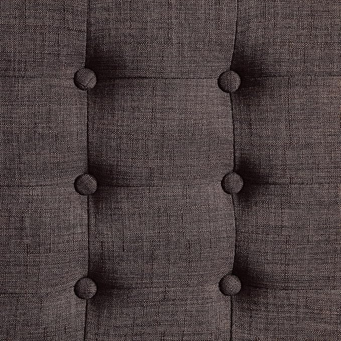 Elle Decor Claire Button Tufted Upholstered Bedroom Bench, Modern Fabric Padded Ottoman with Wooden Legs, Dark Brown