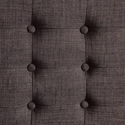 Elle Decor Claire Button Tufted Upholstered Bedroom Bench, Modern Fabric Padded Ottoman with Wooden Legs, Dark Brown