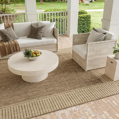 nuLOOM Asha Light Brown Bordered Indoor/Outdoor Area Rug, 4' Square