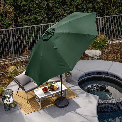Sunline 9 ft Patio Umbrella with Crank & Push Button Tilt, Outdoor Market Umbrella with UV Protection & Wind Vent and Fiberglass Ribs, Metal Frame for Deck, Pool & Table, Hunter Green