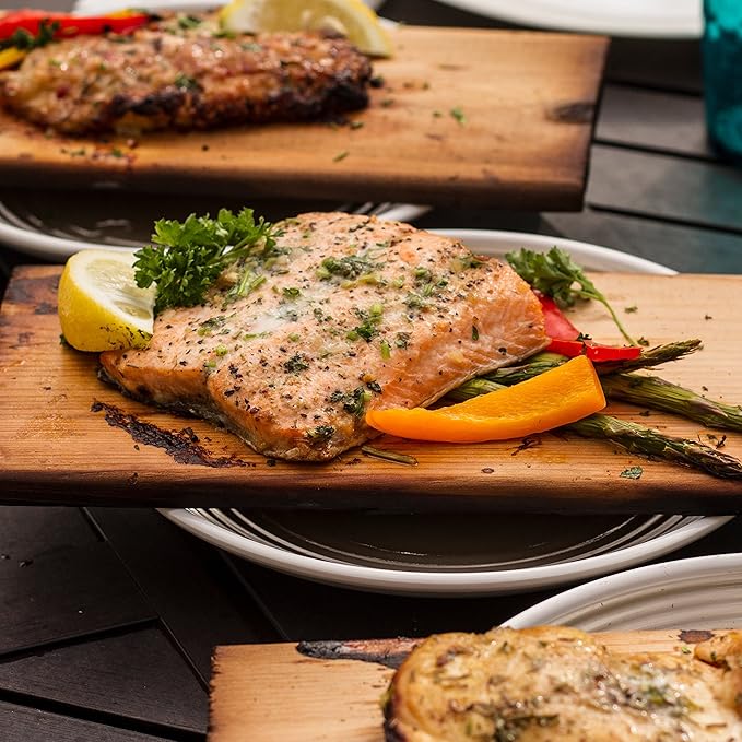 Camerons Alder Grilling Planks - 8 Pack (5.5"x11.5") - Premium Natural Alder Wood - Easily Infuse Smoky Flavor into BBQ Salmon, Fish, Pork, Veggies, and More - Sourced in the USA - Grilling Gift Idea