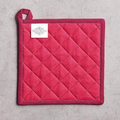 Maison d' Hermine Pot Holders 100% Cotton Potholders (8" x 8", Pack of 2) | Heat Resistant Hot Pads with Loop BBQ Cooking Baking Hotel Kitchen Handling Hot Pans Thanksgiving Christmas - Versailles