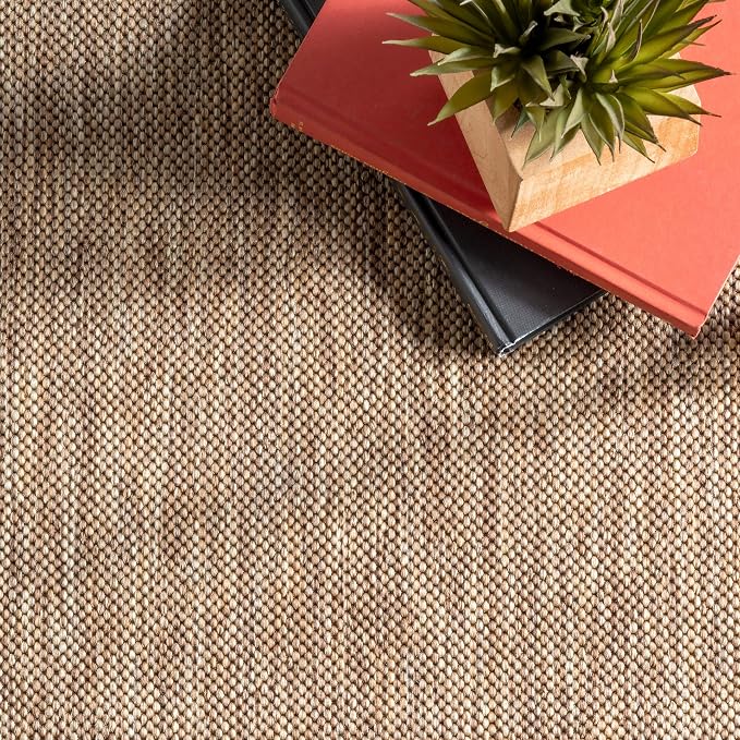nuLOOM Asha Light Brown Bordered Indoor/Outdoor Area Rug, 4' x 6'