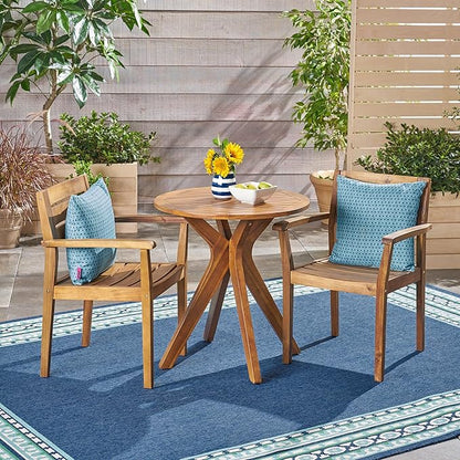 Christopher Knight Home Addison Outdoor 3 Piece Acacia Wood Bistro Set, Teak Finish