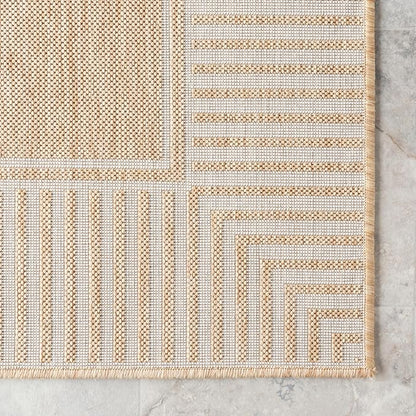 nuLOOM Asha Tan Bordered Power Loomed Indoor/Outdoor Area Rug, 10' x 14'