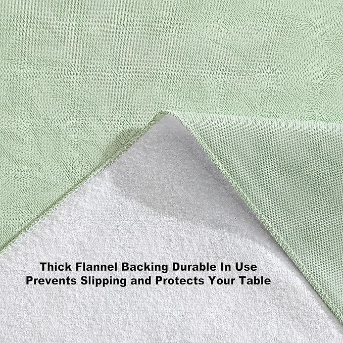 Newbridge Napa Leaf Sage Green Vinyl Flannel Backed Tablecloth, 52 x 52 Inch Square, Hotel Quality Waterproof Indoor Outdoor Table Cover for Kitchen, Patio, Dining, BBQ