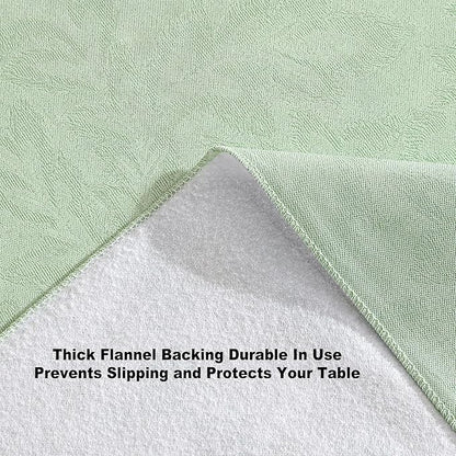 Newbridge Napa Leaf Sage Green Vinyl Flannel Backed Tablecloth, 52 x 52 Inch Square, Hotel Quality Waterproof Indoor Outdoor Table Cover for Kitchen, Patio, Dining, BBQ