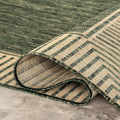 nuLOOM Asha Green Bordered Power Loomed Indoor/Outdoor Area Rug, 10' x 12'