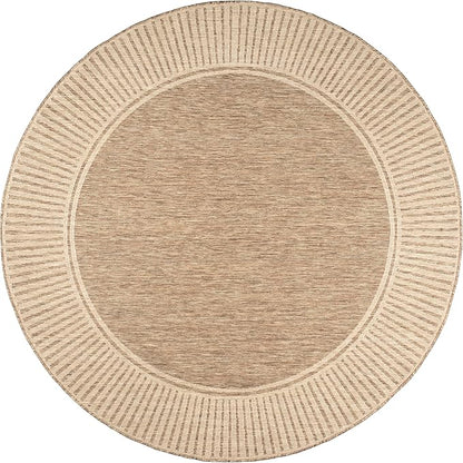 nuLOOM Asha Light Brown Bordered Indoor/Outdoor Area Rug, 8' Round