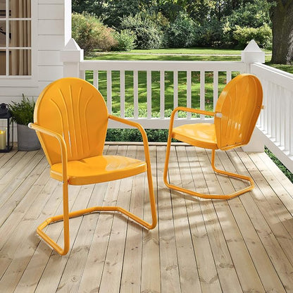 Crosley Furniture Griffith Outdoor Chair, Retro Metal Patio Chairs for Dining, Porch, Deck, Balcony, Tangerine