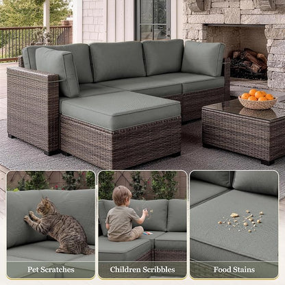 9 Pcs Outdoor Patio Cushions Covers Replacement Sets, Covers Only | 9 Pcs Patio Cushions Covers Replacement UV Resistant, Water Anti-Slip, Heavy-Duty Zippers for 5 Pcs Patio Furniture Set
