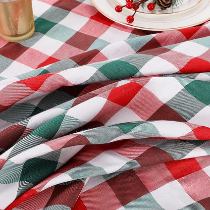 B-COOL Checkered Plaid Tablecloth Christmas Fabric - Rectangle 56x84 Inches Classic Gingham Buffalo Plaid Table Cloth for Indoor Outdoor Use Washable Table Cover for Kitchen BBQs Parties