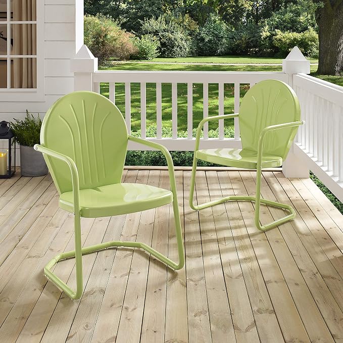 Crosley Furniture Griffith Outdoor Chair, Retro Metal Patio Chairs for Dining, Porch, Deck, Balcony, Key Lime