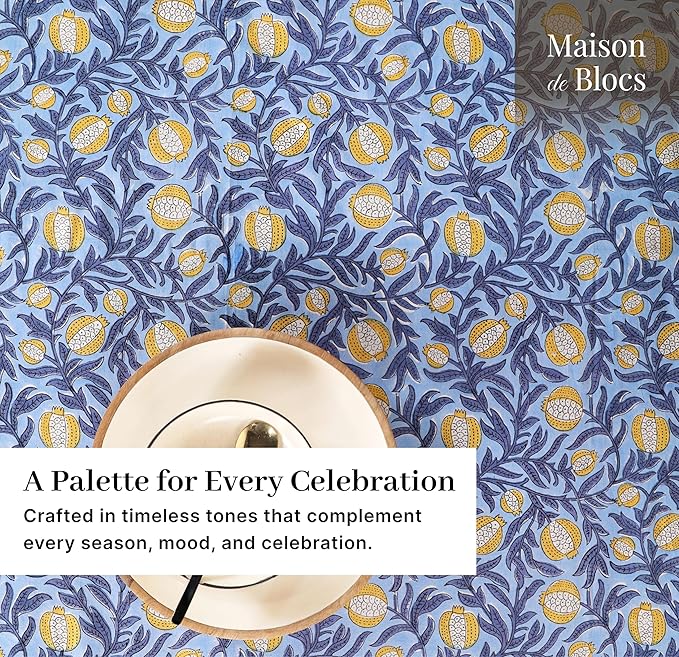100% Cotton Hand Block Printed, Tablecloth for Kitchen, Dining, Table Cover for Parties, Chritmas, Weddings, Barbecues and Summer picnics Table Cloth