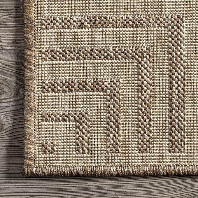 nuLOOM Asha Light Brown Bordered Indoor/Outdoor Area Rug, 7' x 9'