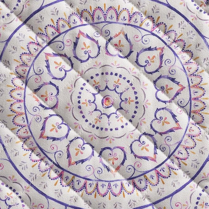 Maison d' Hermine Pot Holders 100% Cotton Heat Resistant Potholders 8" x 8" Hot Pads with Loop BBQ Cooking Baking Hotel Farmhouse Kitchen Handling Hot Pans Spring Summer (Pack of 1, Mandala)