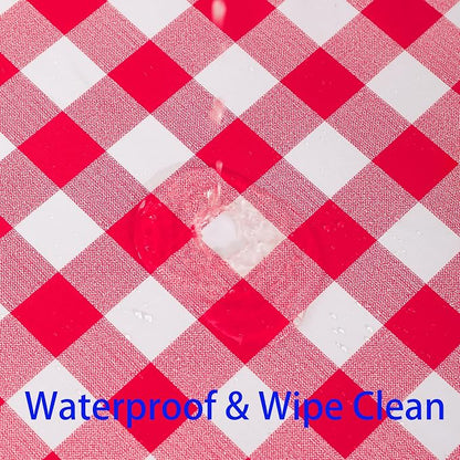 Heavy Duty Vinyl Tablecloth with Flannel Backing Waterproof Oil-Proof Plastic Table Cloth Stain-Resistant Wipeable Rectangle or Square Table Cover for Indoor and Outdoor (Red Checkered, 60x102 Inch)