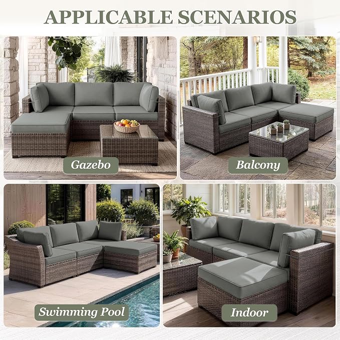 9 Pcs Outdoor Patio Cushions Covers Replacement Sets, Covers Only | 9 Pcs Patio Cushions Covers Replacement UV Resistant, Water Anti-Slip, Heavy-Duty Zippers for 5 Pcs Patio Furniture Set