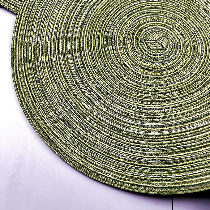 Red-A, Placemats, Round Placemats for Dining Table Set of 8 Woven Heat Resistant Non-Slip Kitchen Table Mats Diameter 14 Inch(Green)