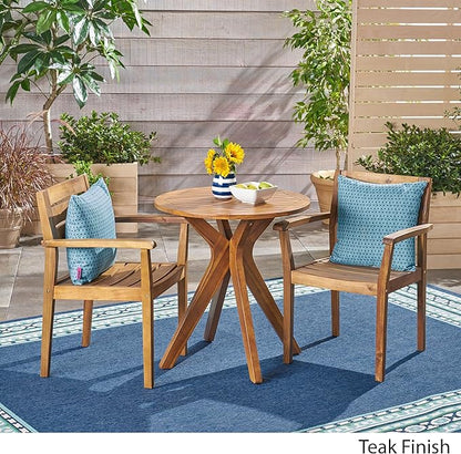 Christopher Knight Home Addison Outdoor 3 Piece Acacia Wood Bistro Set, Teak Finish