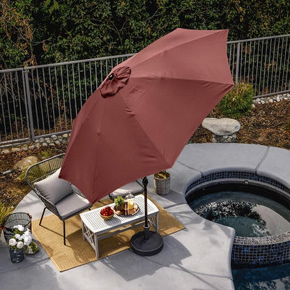 Sunline 9 ft Patio Umbrella with Crank & Push Button Tilt, Outdoor Market Umbrella with UV Protection & Wind Vent and Fiberglass Ribs, Metal Frame for Deck, Pool & Table, Brick