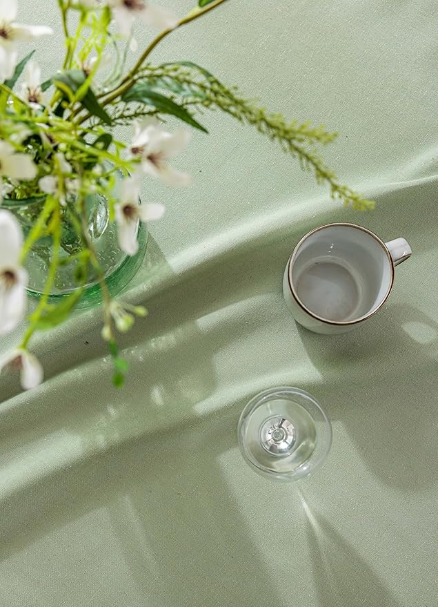 Sage Green Linen Table Cloths for Rectangle Tables Farmhouse Neutral Tablecloth Rectangular Kitchen Decoration Dining Table Cover Washable 60x144