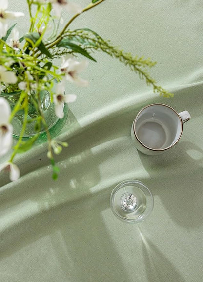 Sage Green Linen Table Cloths for Rectangle Tables Farmhouse Neutral Tablecloth Rectangular Kitchen Decoration Dining Table Cover Washable 60x144
