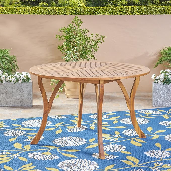 Christopher Knight Home Adn Outdoor 47" Round Acacia Wood Dining Table, Teak