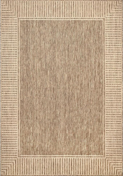 nuLOOM Asha Light Brown Bordered Indoor/Outdoor Area Rug, 7' x 9'