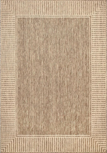 nuLOOM Asha Light Brown Bordered Indoor/Outdoor Area Rug, 7' x 9'