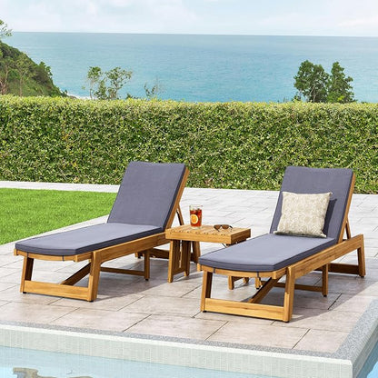 Christopher Knight Home 309785C Shane Chaise Lounge Cushion Outdoor Set of 2 with Removable Cover, 2 Piece Water-Resistant Lounge Chair Cushion 78.75" L x 23.75" W x 1.5" H Dark Grey