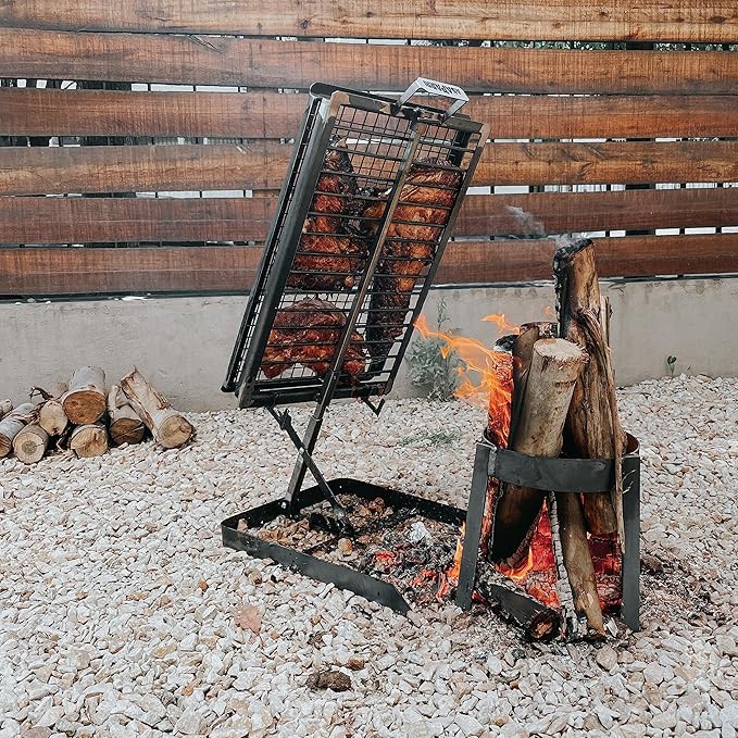 Heavy duty Iron Cross Argentinian asador grill Made in Argentina - Premium Argentine Grill - Parrilla Asado - Fully disassembled (Grill + Brazier)