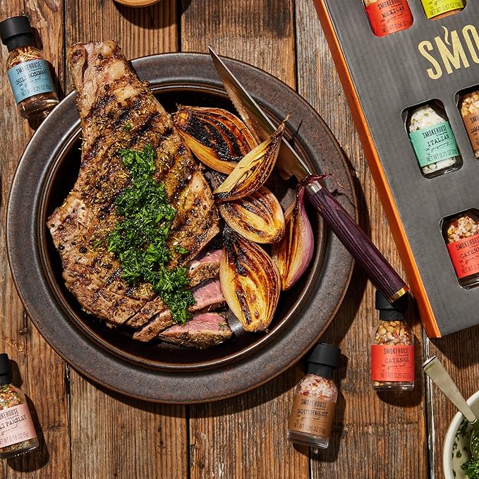 Smokehouse by Thoughtfully, Gourmet Ultimate Grilling Spice Set with King of the Grill/Father's Day Wrap, Includes 20 BBQ Seasonings & Rubs Like Chili Garlic, Italian, and Cajun, Gift for Dad, Uncle, Husband