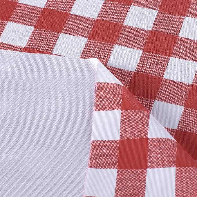 sancua Checkered Vinyl Rectangle Tablecloth Table Cloth, 54x78 Inch | 100% Waterproof Oil Proof Spill Proof PVC Table Cloth, Wipe Clean Cover for Dining Tables, Buffet Parties, Red and White